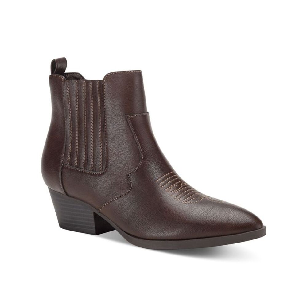 SUN STONE Womens Brown Goring Grangerr Pointed Toe Block Heel Booties 5.5 M